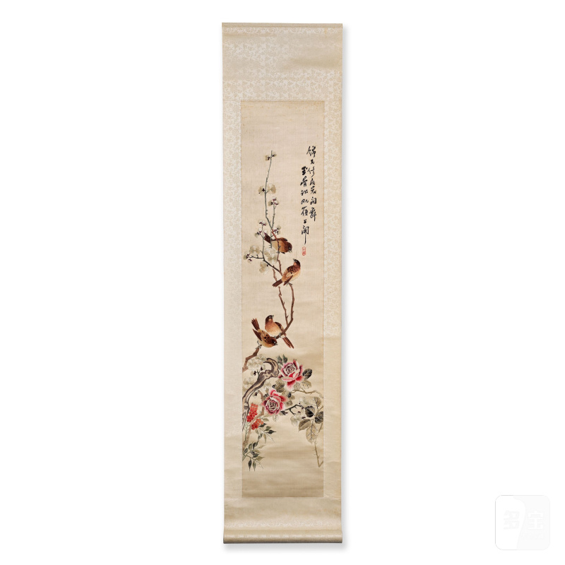 二十世紀 緞繡花鳥紋立軸四幅 | A SET OF FOUR EMBROIDERED 'BIRD' SCROLLS - 图11